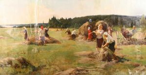 Gathering The Harvest by Ivan Georgevich Drozdov