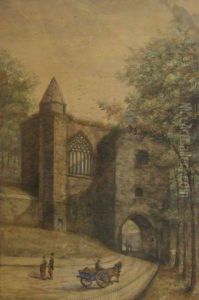 Figures And Horse And Cart Before A Gateway