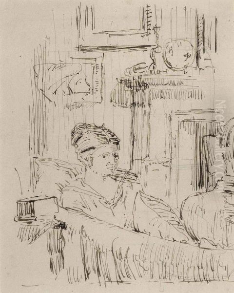 Woman Seated On A Sofa - view 1