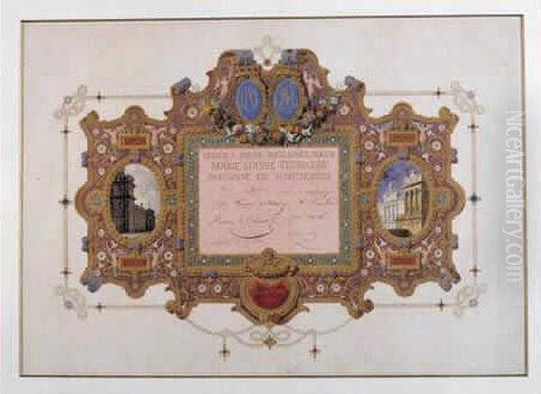 Frontispice De L'album De Mariage Du Duc De Montpensier Et De Marie-louise Fernande De Bourbon, En Octobre 1846. - view 1