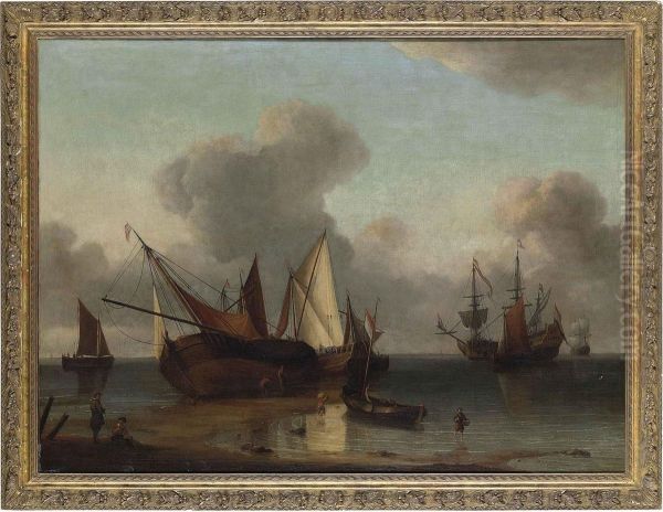 Shipping Becalmed Off A Coast - view 1