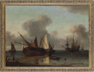 Shipping Becalmed Off A Coast by Hendrick Dubbels
