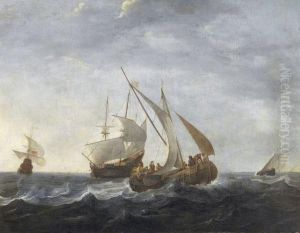 Bateaux De Peches Sur Une Mercalme by Hendrick Dubbels