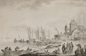 Bateaux Amarres Au Port by Hendrick Dubbels
