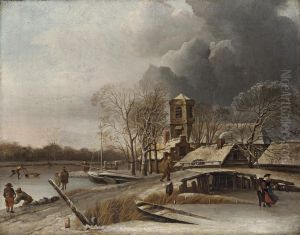 A Winter Landscape With Figures Skating