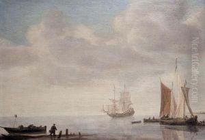A Calm Harbour Scene by Hendrick Dubbels