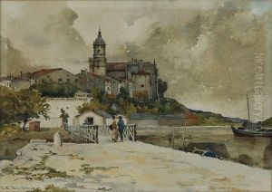 Paysage Lacustre Anime by Charles Edouard Dubois