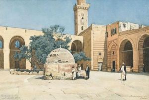 Ansicht Eines Platzes In Agypten Mit Moschee by Charles Edouard Dubois