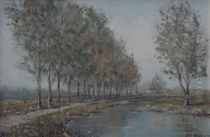 Paisaje Con Rio Y Arboles by Fernand Dubois