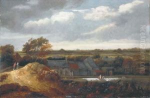 A View Of The Bleaching Grounds Near Haarlem, With Figures On Apath, The Church Of Saint Bravo Beyond