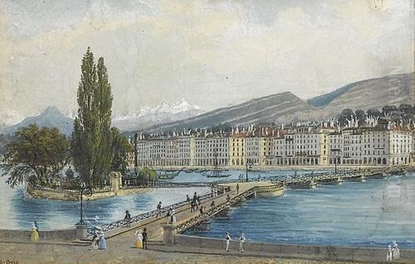 Blick Auf Die Ile Rousseau Und Die Promenade In Genf - view 1