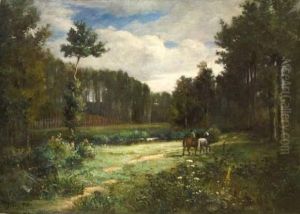 Chevaux Dans Un Paysage by Albert Dubois-Pillet