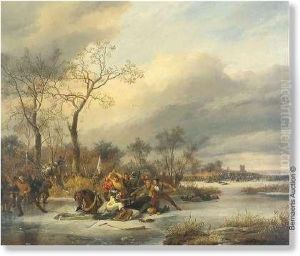 Battle On Theice. Canvas. Signed And Dated 1838.