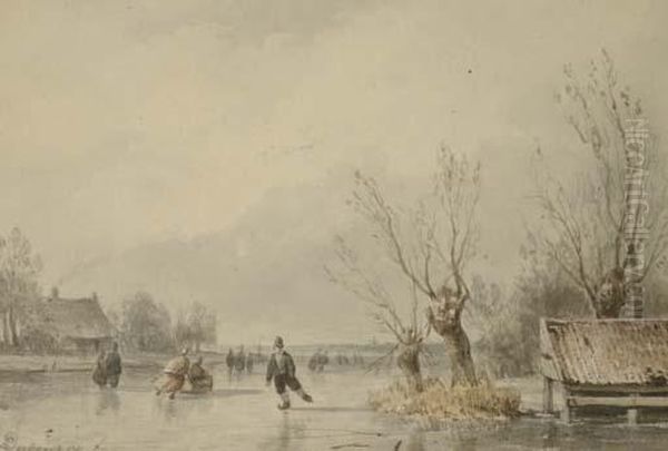Patineurs Dans Un Paysage - view 1