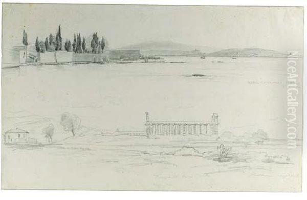 Studies The Villa Cicerone At Mola Di Gaeta Near Itri And Of Thetemple At Paestum - view 1