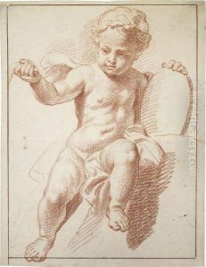 Study Of A Seated Putto by Louis Fabricius Dubourg