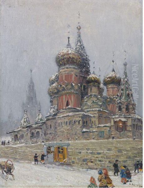 St. Basil's Cathedral In Winter by Nikolai Nikanorovich Dubovsky