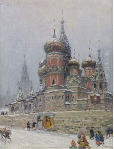 St. Basil's Cathedral In Winter by Nikolai Nikanorovich Dubovsky