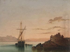 Nocturnal View Of A Fortress And Yacht