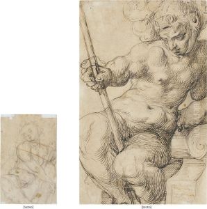 Mars Enthroned, Wearing A Plumed Helmet And Holding A Spear