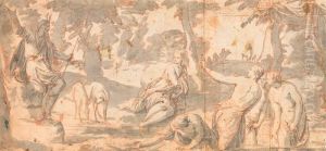 Diana And Actaeon. by Toussaint Dubreuil