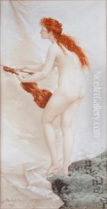"jeune Fille De Dos Au Violon" by Edouard-Marie-Guillaume Dubufe