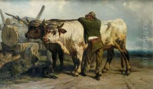 Bucheron Et Ses Boeufs by Alexandre Dubuisson