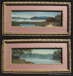 Lake Scenes With Waka, Whare & Ship
