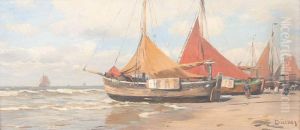 Fischerboote Am Strand by Eugene Gustav Ducker