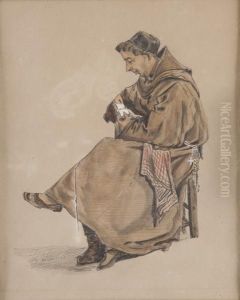 Frate Che Legge Il Breviario by Theodor Duclere
