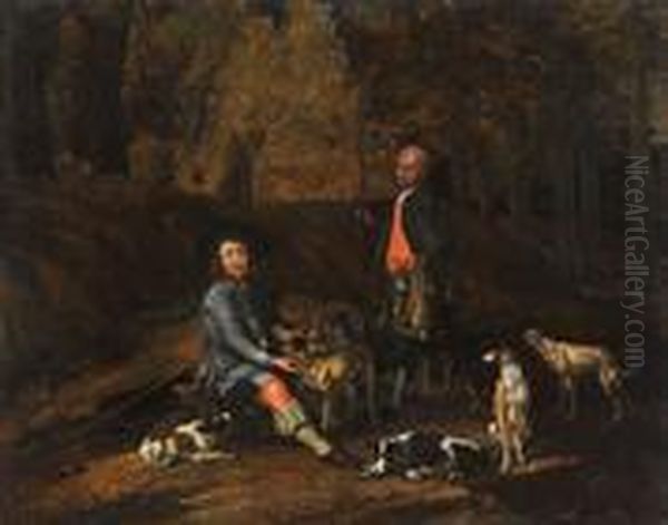 Zugeschrieben Zwei Jager In Einer Landschaft Rastend - view 1