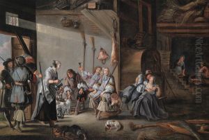 Elegante Compagnia Di Caccia Entra In Una Fattoria by Jan, Johan Ducq
