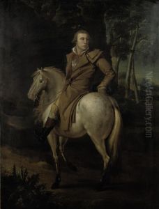 Portrait Of A Young Man On Horseback In A Wooded Landscape by Joseph-Francois Ducq