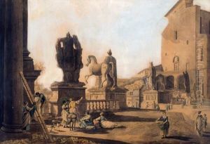 Veduta Del Campidoglio Con I Dioscuri E I Trofei Di Mario
