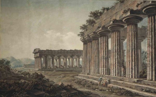View Of The Two Temples Of Hera And The Temple Of Athena Atpaestum - view 1