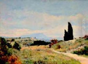 " Berger Aux Environs D'aix En Provence, En Fond La Sainte 
Victoire " by Edouard Ducros
