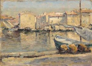 Barque Latine A Quai Dans Le Port... by Edouard Ducros