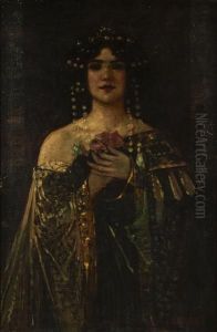 A Portrait Of A Dark Haired Beauty, Thought To Be Salome by Andor Dudits