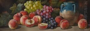 Still Life Of Fruit And Grapes by Arthur Dudley