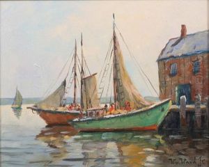 Docked Fishing Boats by William Dudley Brunett Ward, Jr