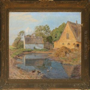 Scenery From A Farm Withducks By The Pond