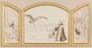 Le Miracle De Saint Cuthbert, Triptyque by Ernest Ange Duez