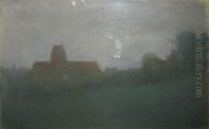 Paysage A L'eglise by Ernest Ange Duez