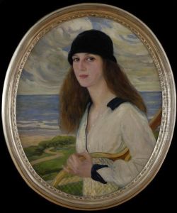 Portrait Of A Woman With Tennis Racket by Clementine-Helene Dufau