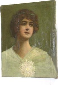 Dame Mit Herbstrosen. by Clementine-Helene Dufau