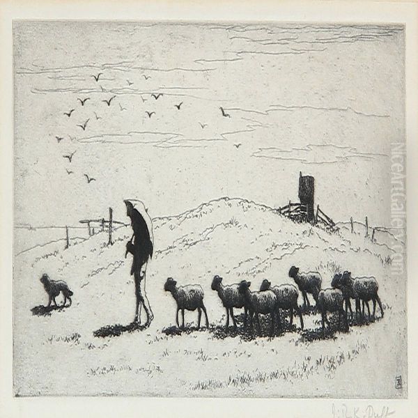Shepherd With His Sheep - view 1