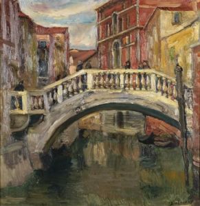 Pont Sur Le Petit Canal A Venise by Georges Leon Dufrenoy