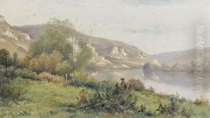 Flussuferpartie Mit Felsiger Landschaft. by Abel Jean Henri Dufresne