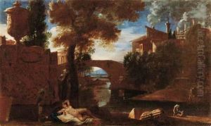 Paesaggio Con Rovine Classiche E Figure by Charles Alphonse Dufresnoy