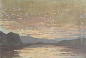 A Lake Scene At Dusk by Arthur Radclyffe Dugmore